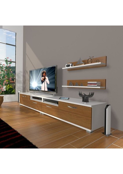 Eko 220R Mdf Tv Ünitesi Tv Sehpası Beyaz Ceviz