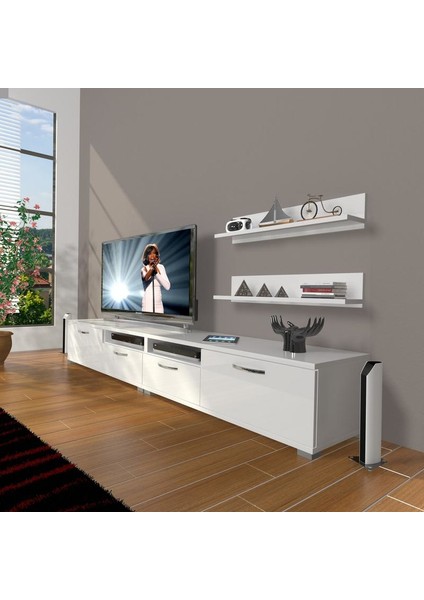 Eko 220R Mdf Tv Ünitesi Tv Sehpası Parlak Beyaz