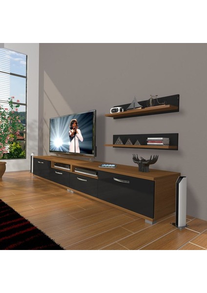 Eko 220R Slm Tv Ünitesi Tv Sehpası Ceviz Siyah