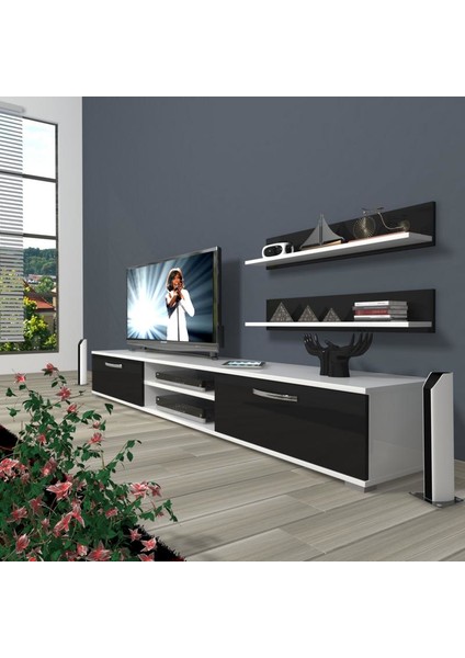 Eko 4 Mdf Dvd Tv Ünitesi Tv Sehpası Beyaz Siyah