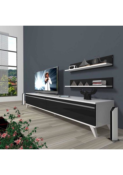 Eko 4 Mdf Std Retro Tv Ünitesi Tv Sehpası Beyaz Siyah