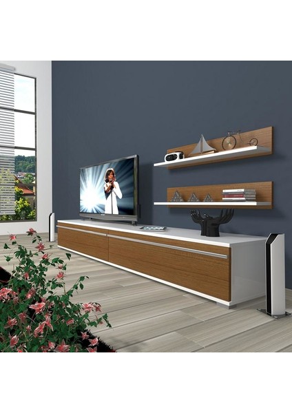 Eko 4 Mdf Std Tv Ünitesi Tv Sehpası Beyaz Ceviz