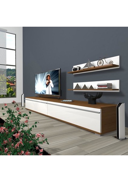 Eko 4 Mdf Std Tv Ünitesi Tv Sehpası Ceviz Beyaz