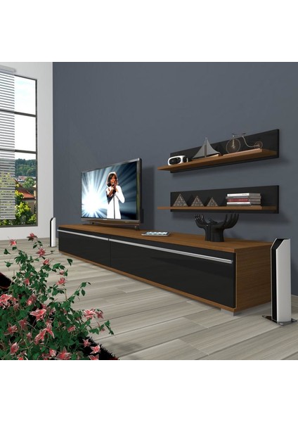 Eko 4 Mdf Std Tv Ünitesi Tv Sehpası Ceviz Siyah