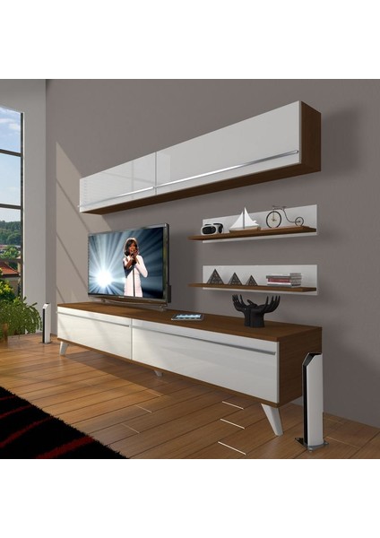 Eko 5 Mdf Std Retro Tv Ünitesi Tv Sehpası Ceviz Beyaz