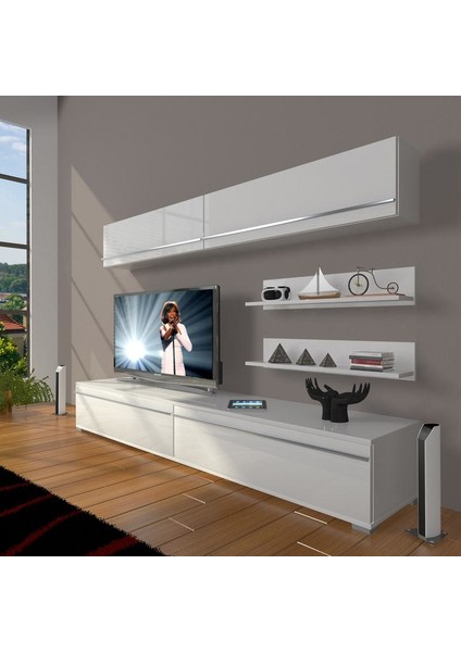 Eko 5 Mdf Std Tv Ünitesi Tv Sehpası Parlak Beyaz