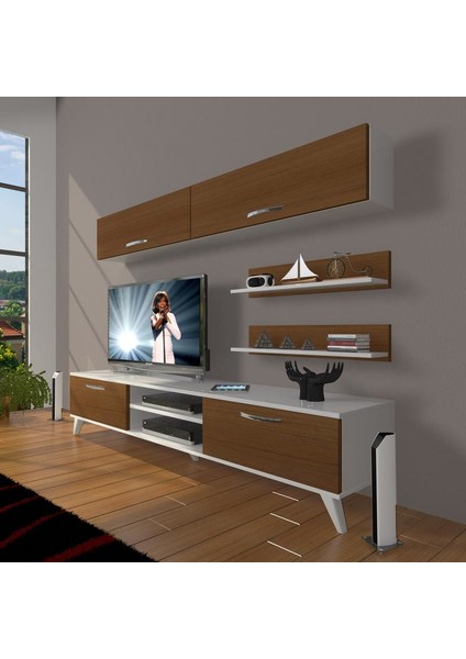 Eko 5 Slm Dvd Retro Tv Ünitesi Tv Sehpası Beyaz Ceviz