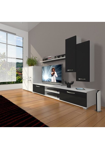 Eko 6 Slm Dvd Tv Ünitesi Tv Sehpası Beyaz Siyah