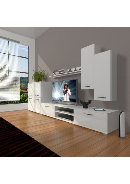 Eko 6 Slm Dvd Tv Ünitesi Tv Sehpası Parlak Beyaz