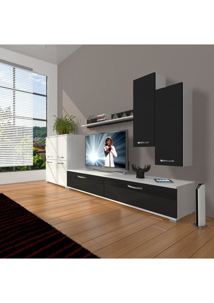 Eko 6 Slm Std Tv Ünitesi Tv Sehpası Beyaz Siyah