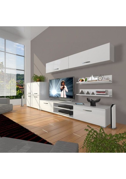 Eko 6Y Mdf Dvd Tv Ünitesi Tv Sehpası Parlak Beyaz