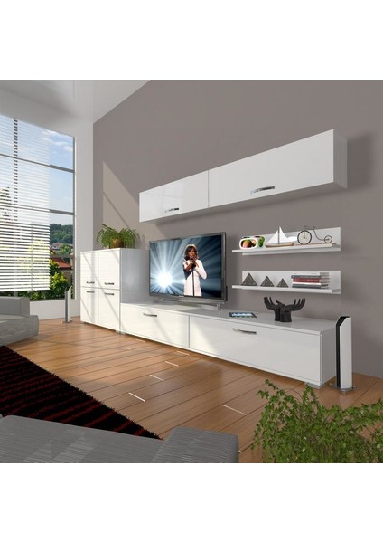 Eko 6Y Slm Std Tv Ünitesi Tv Sehpası Parlak Beyaz