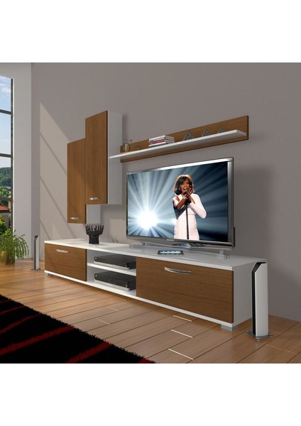 Eko 7 Mdf Dvd Tv Ünitesi Tv Sehpası Beyaz Ceviz