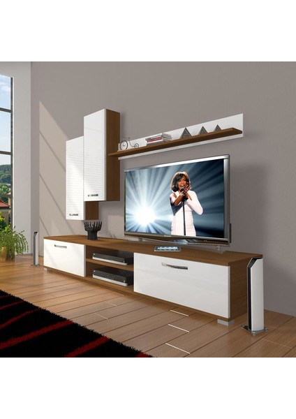 Eko 7 Mdf Dvd Tv Ünitesi Tv Sehpası Ceviz Beyaz