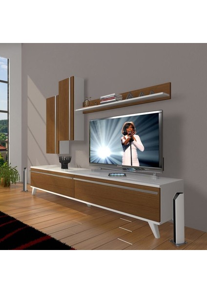 Eko 7 Mdf Std Retro Tv Ünitesi Tv Sehpası Beyaz Ceviz