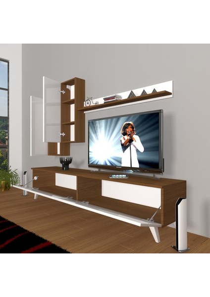 Eko 7 Mdf Std Retro Tv Ünitesi Tv Sehpası Beyaz Ceviz
