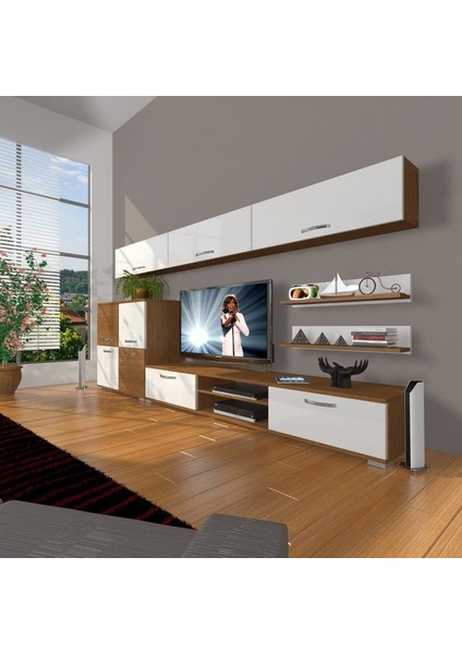 Eko 8 Mdf Dvd Tv Ünitesi Tv Sehpası Ceviz Beyaz