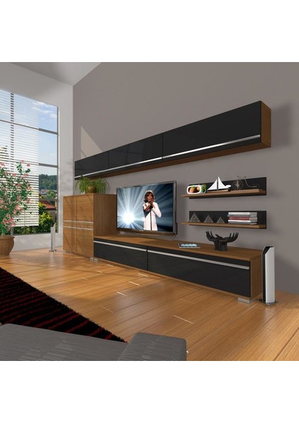Eko 8 Mdf Std Tv Ünitesi Tv Sehpası Ceviz Siyah