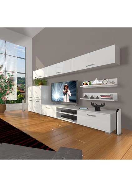 Eko 8 Slm Dvd Tv Ünitesi Tv Sehpası Parlak Beyaz