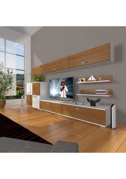 Eko 8 Slm Std Tv Ünitesi Tv Sehpası Beyaz Ceviz