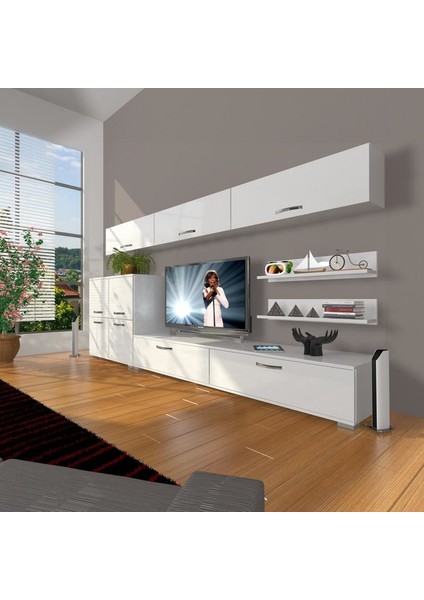Eko 8 Slm Std Tv Ünitesi Tv Sehpası Parlak Beyaz