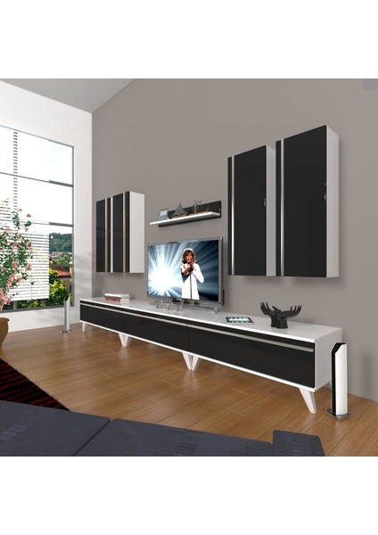 Eko 8D Mdf Retro Tv Ünitesi Tv Sehpası Beyaz Siyah