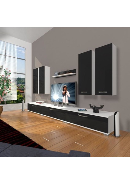 Eko 8D Slm Tv Ünitesi Tv Sehpası Beyaz Siyah