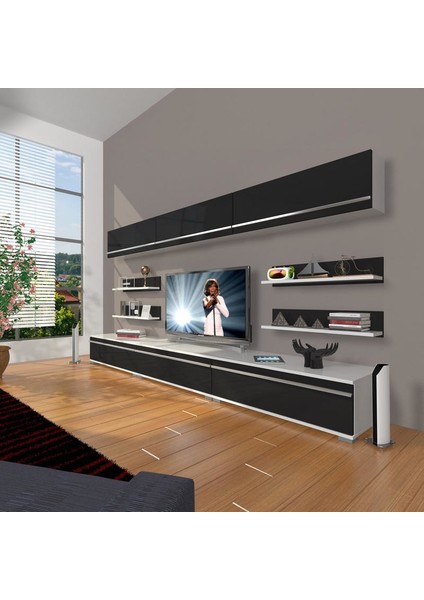 Eko 8Y Mdf Tv Ünitesi Tv Sehpası Beyaz Siyah