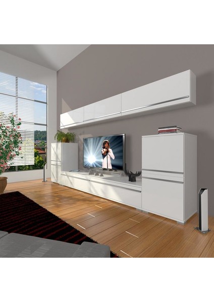 Eko 9 Mdf Std Tv Ünitesi Tv Sehpası Parlak Beyaz