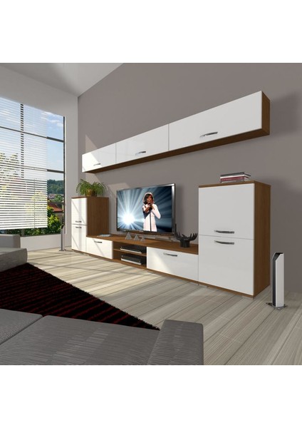 Eko 9 Slm Dvd Tv Ünitesi Tv Sehpası Ceviz Beyaz