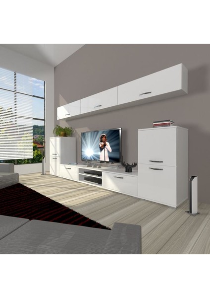 Eko 9 Slm Dvd Tv Ünitesi Tv Sehpası Parlak Beyaz