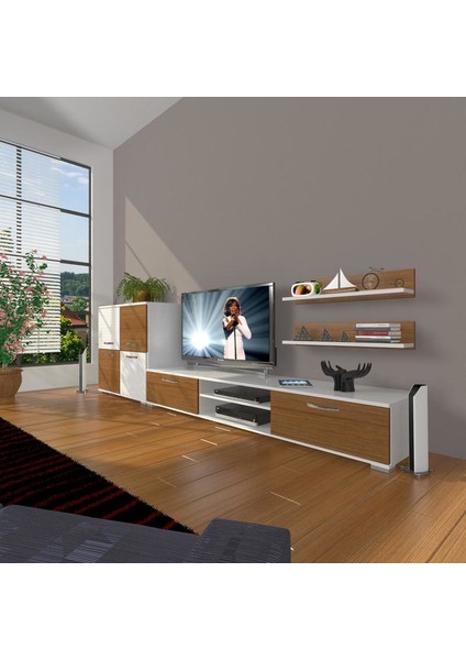 Eko On Mdf Dvd Tv Ünitesi Tv Sehpası Beyaz Ceviz