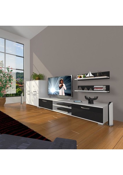 Eko On Mdf Dvd Tv Ünitesi Tv Sehpası Beyaz Siyah