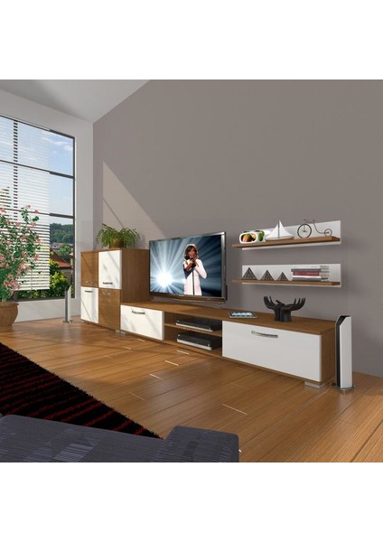 Eko On Mdf Dvd Tv Ünitesi Tv Sehpası Ceviz Beyaz
