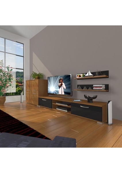 Eko On Mdf Dvd Tv Ünitesi Tv Sehpası Ceviz Siyah