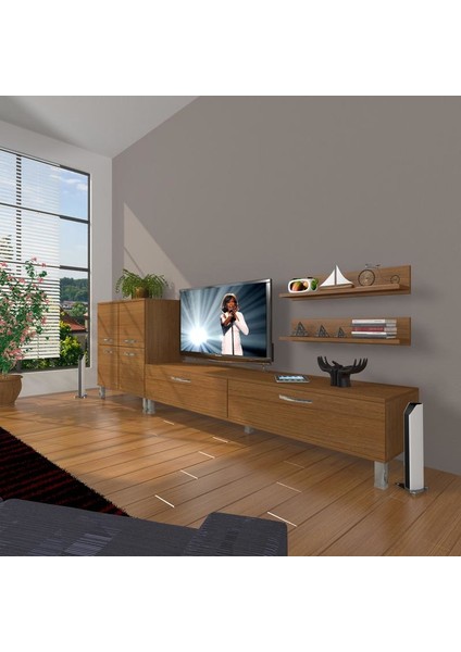 Eko On Slm Std Krom Ayaklı Tv Ünitesi Tv Sehpası Naturel Ceviz