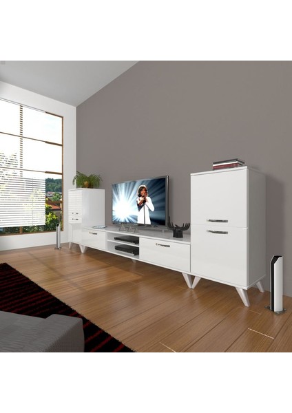 Eko On2 Mdf Dvd Retro Tv Ünitesi Tv Sehpası Parlak Beyaz