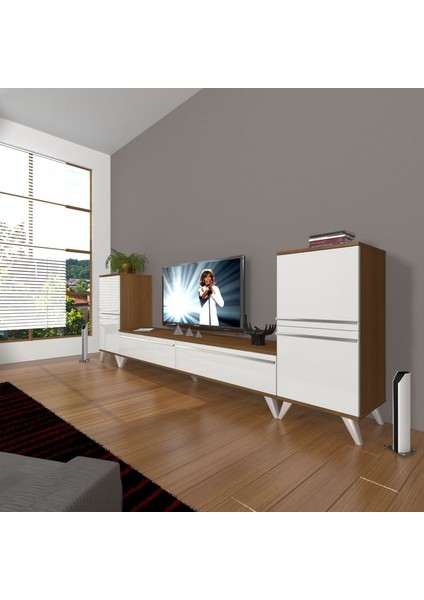 Eko On2 Mdf Std Retro Tv Ünitesi Tv Sehpası Ceviz Beyaz