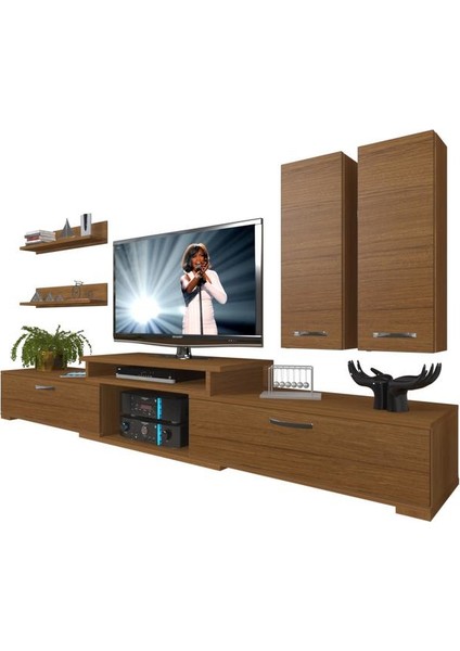 Flex 5D SLM Tv Ünitesi Tv Sehpası Naturel Ceviz