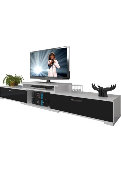 Flex SLM Tv Ünitesi Tv Sehpası Beyaz Siyah