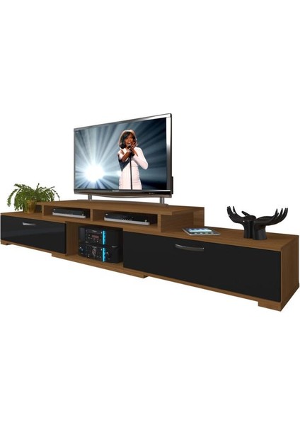 Flex130 MDF Tv Ünitesi Tv Sehpası Ceviz Siyah