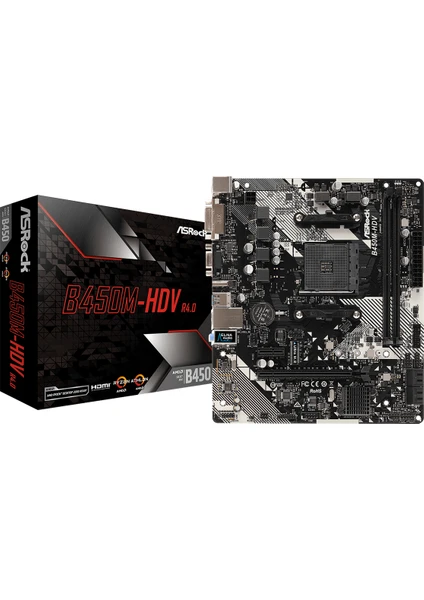 B450M-HDV R4.0 AMD B450 3200+MHz (OC) DDR4 Socket AM4 mATX Anakart (ASRB450M-HDVR4)