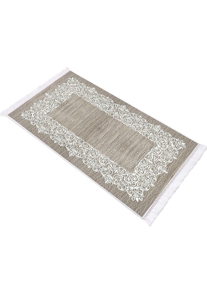 İnci Dijital Saçaklı Yıkanabilir Kaymaz Taban Halı 1811 Kahve 120 x 180