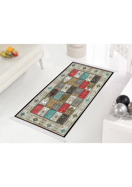 İnci Dijital Saçaklı Yıkanabilir Kaymaz Taban Halı 1831 Desen 1 80 x 200