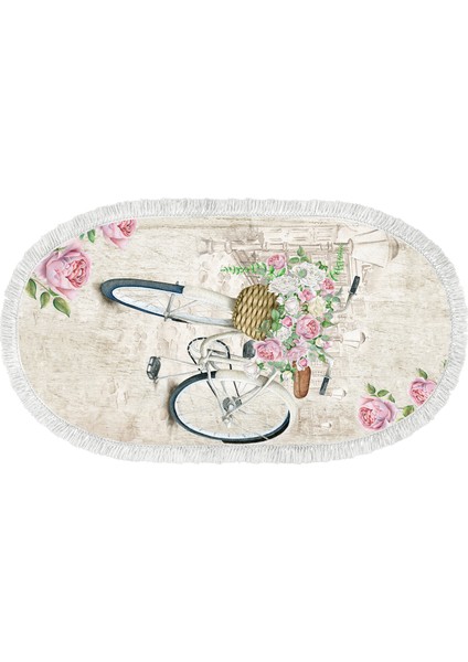 İnci Dijital Saçaklı Yıkanabilir Kaymaz Taban Halı Oval 1850 Desen 1 120 x 180