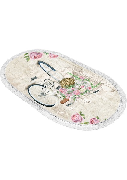 İnci Dijital Saçaklı Yıkanabilir Kaymaz Taban Halı Oval 1850 Desen 1 120 x 180