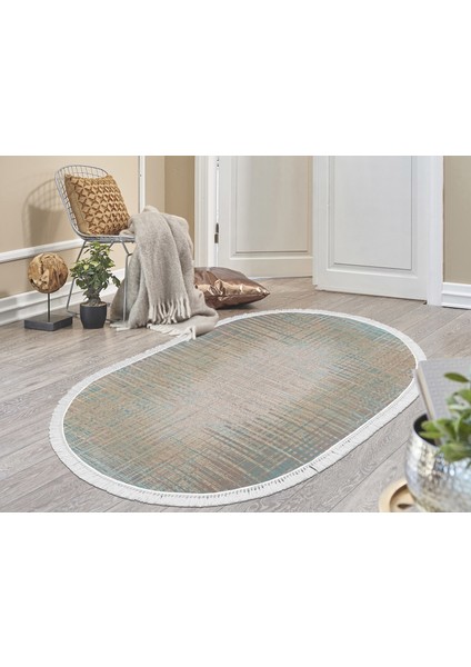 İnci Dijital Saçaklı Yıkanabilir Kaymaz Taban Halı Oval 1871 Desen 1 120 x 180