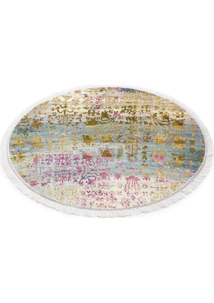 İnci Dijital Saçaklı Yıkanabilir Kaymaz Taban Halı Yuvarlak 1895 160 x 160 modelleri