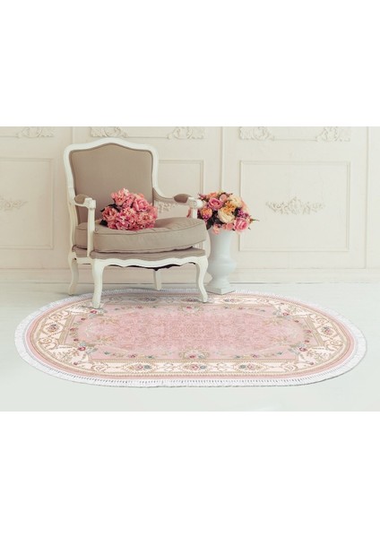 İpek Dijital Saçaklı Yıkanabilir Kaymaz Taban Halı Oval 1800 Desen 1 160 X 230