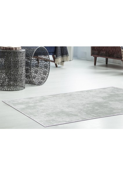 İpek Saçaksız Yıkanabilir Kaymaz Taban Yolluk Halı 2092 Gri 80X300
